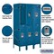 Salsbury Industries Wardrobe Locker, 36" W, 18" D, 66" H, (3) Wide, (6) Openings, Blue 62358BL-U - alternate 3